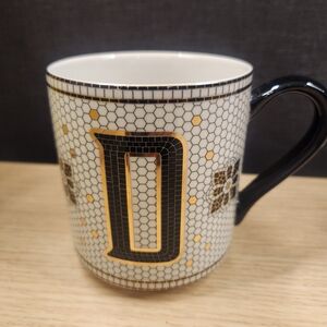 Anthropologie Black and Gold Monogram Mug